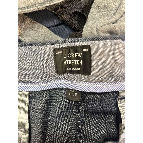 J. Crew 484 Slim Gray Blue Plaid Stretch Pants sz 33X32 EUC - Picture 8 of 10